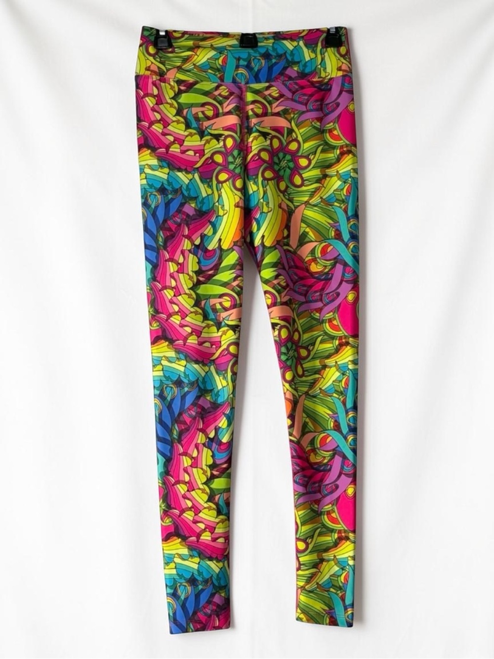 Military Hippie Eco Conscious Vibrant Multicolor Print Leggings size Medium